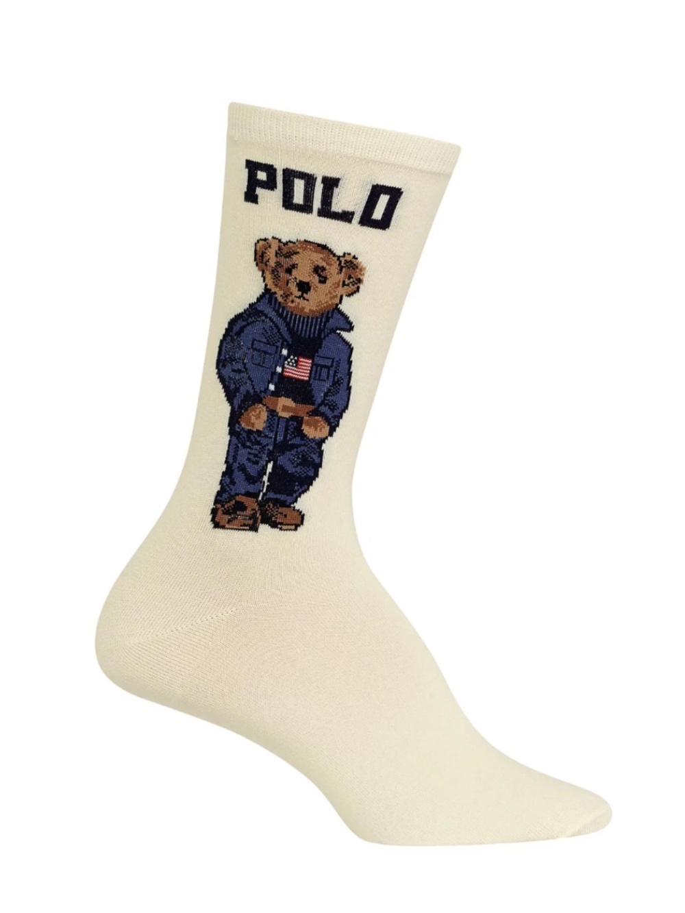 Polo Ralph Lauren Americana Bear Women’s Trousers Crew Socks Ivory 9 - 11